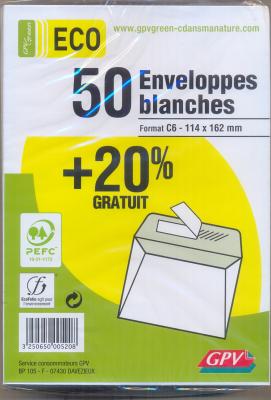 25 Enveloppes Blanches - C6 - 114X162 Mm - 90G - Gpv - Articles de